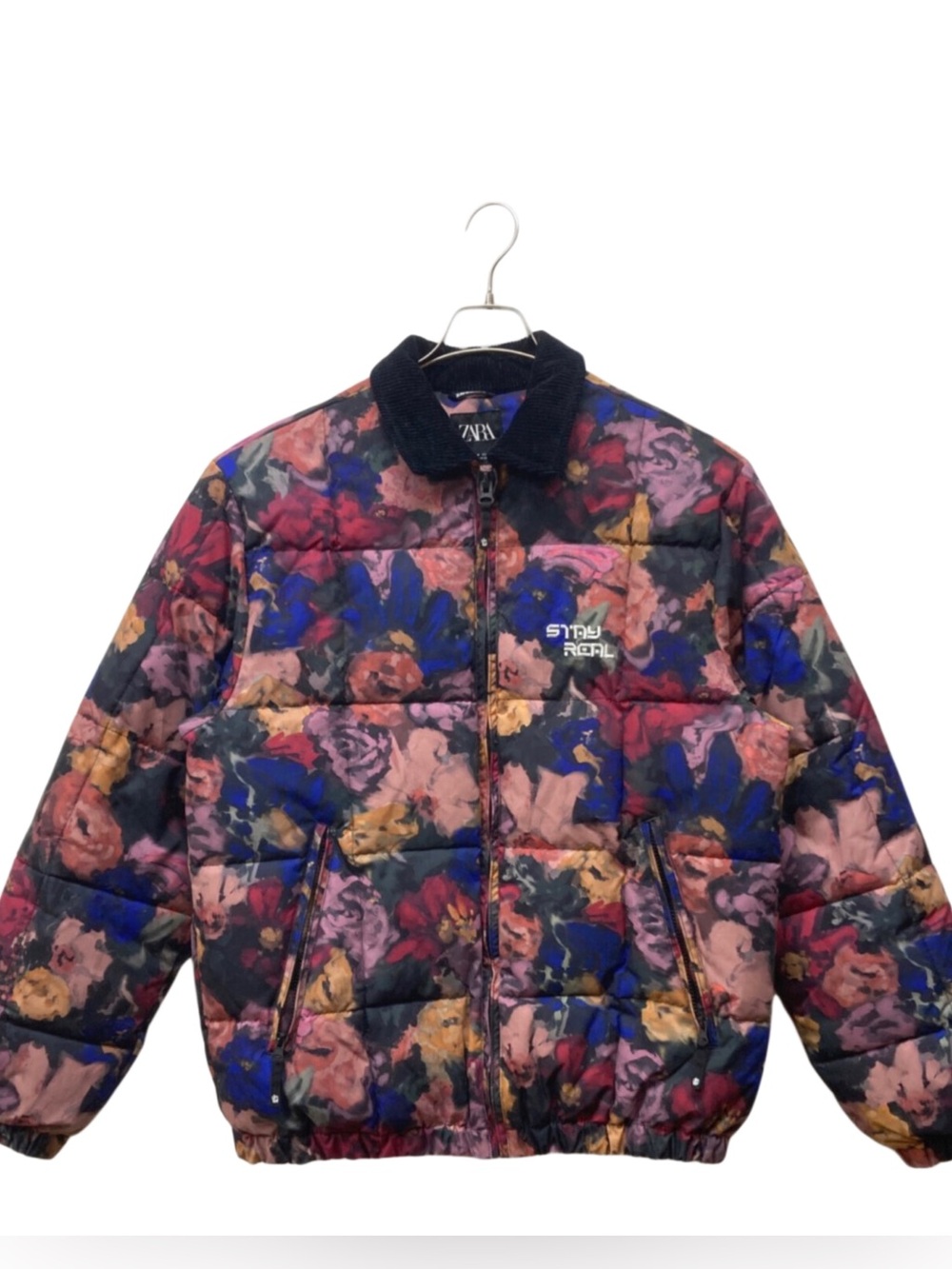 Zara Multicolor Floral-Print Puffer Jacket